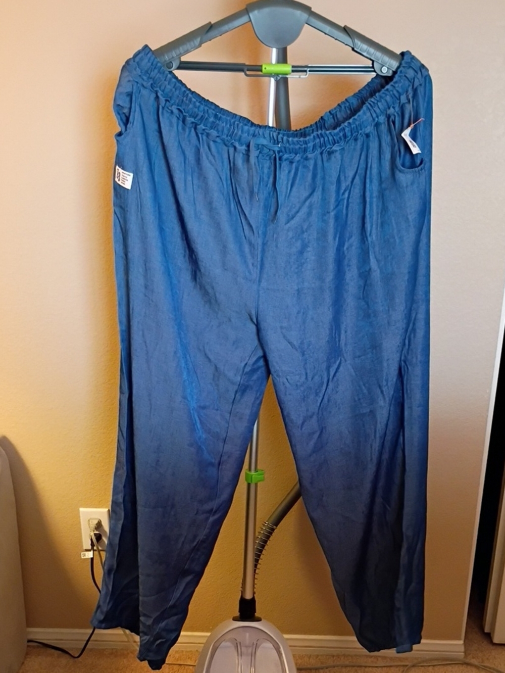 Women's Blue Sleep Lounge Pants with Elastic Drawstring Waist 4XL